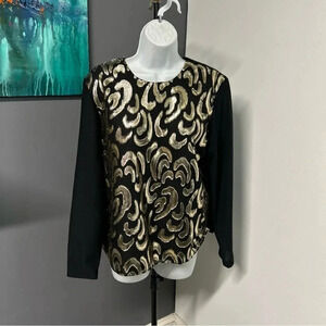 Vintage Boston Maid Women’s Size‎ 14 Gold Black Blouse Holiday Dark Romantic